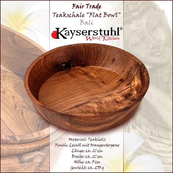 Fair-Trade Holzschale "Flat Teak Bowl"